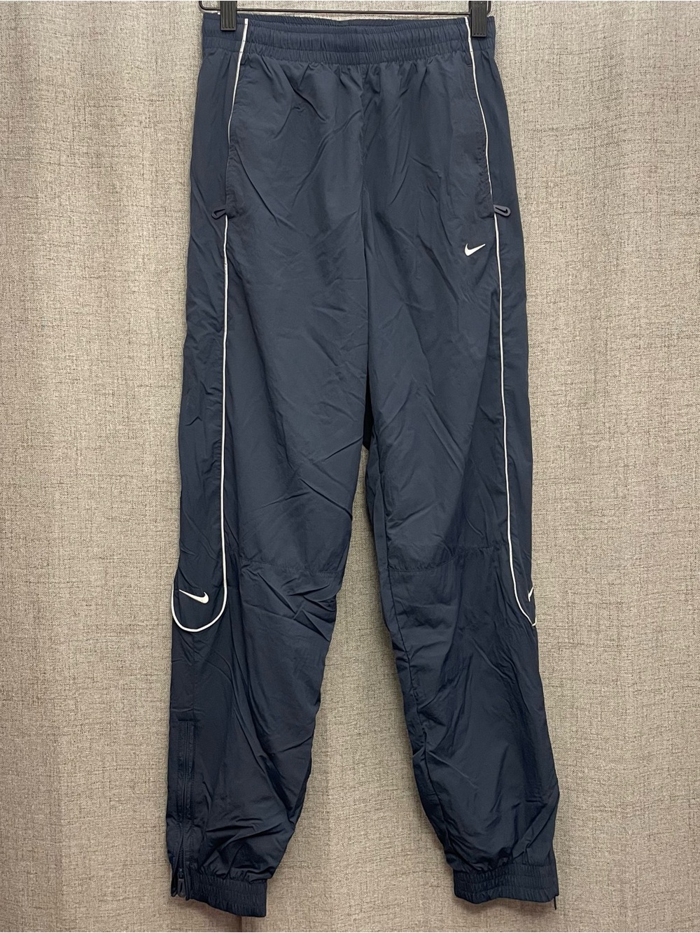 Nike Dark Blue Track Jogger Pants with White Piping